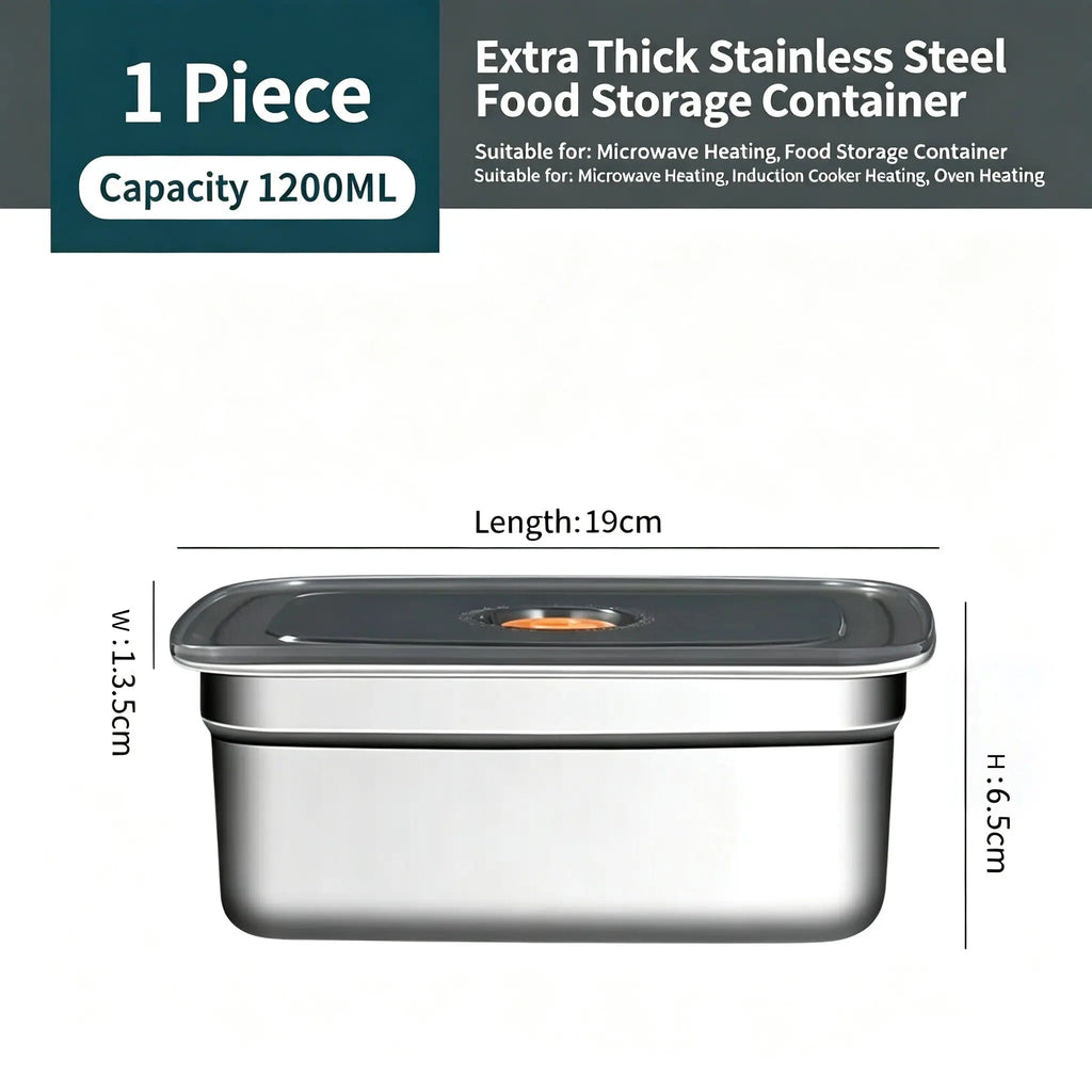 Stainless Steel Camping Lunch Box Sealed Microwave Suitable Bento Box Leak-proof Large Capacity Refrigerator Freezer Storage Box