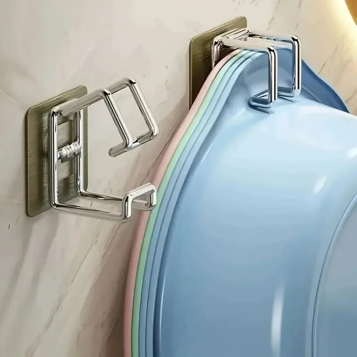 1/2Pcs Stainless Steel Washbasin Hook Multifunction Punch-free Kitchen Bathroom Rack Basin Storage Rack Towel Hanging Holder