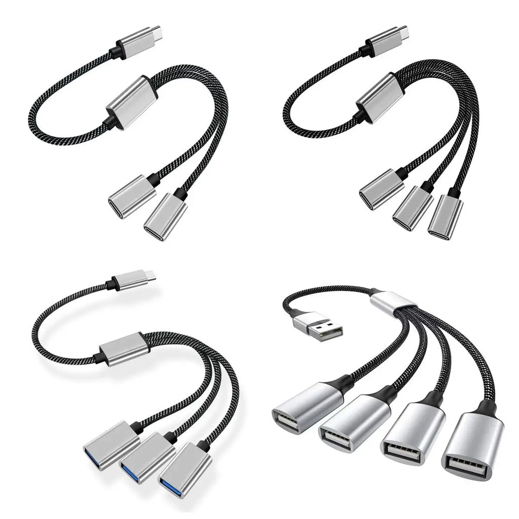 USB Type C Hub Extensions 4 Port USB Cable Splitter OTG High Speed Transfer Adapter Portable Converter For PC Laptop Macbook Pro
