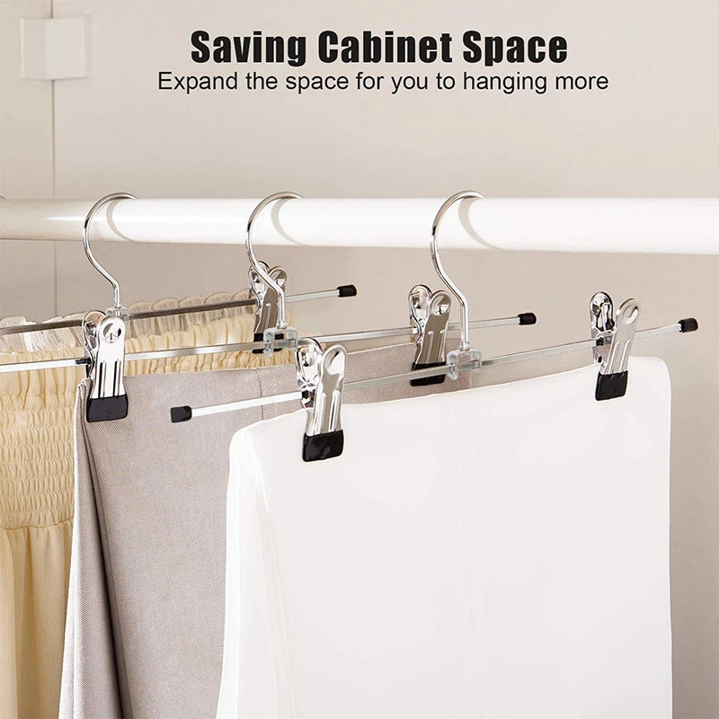 5-Pack Metal Pants Hangers with Adjustable Anti-Slip Clips