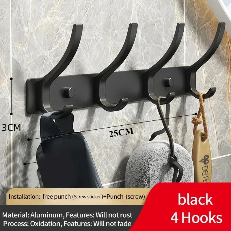 Black White Folding Robe Hooks Towel Hanger Nail Wall Rack Hooks Coat Clothes Holder for Bathroom Kitchen Accessories