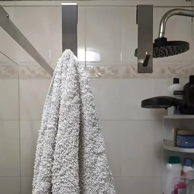 Stainless Steel Over Glass Door Shower Door Back Shower Towel Rack S-Shape Bathroom Bathrobe Hanger Holder Hooks