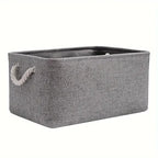 Folding Linen Fabric Storage Basket Multi-functional Sundries Storage Bag with Handle Organizer Box for Underwear Sock Baby Toys