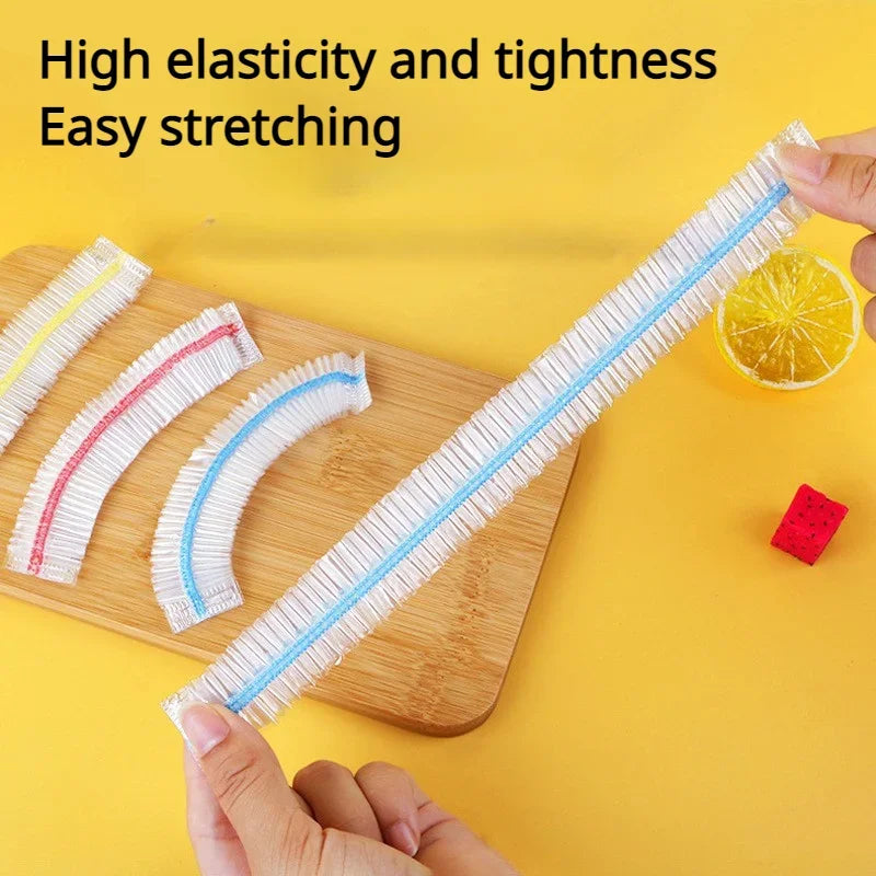 Colorful Disposable Food Cover Dust Food Grade Fresh Lids Elastic Plastic Wrap Shower Cap Fruit Food Cover Fresh Keeping Bag