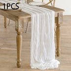 90x400CM Semi-Sheer Gauze Table Runner For Wedding Reception Sheer Bridal Shower Birthday Party Banquet Xmas Table Decoration