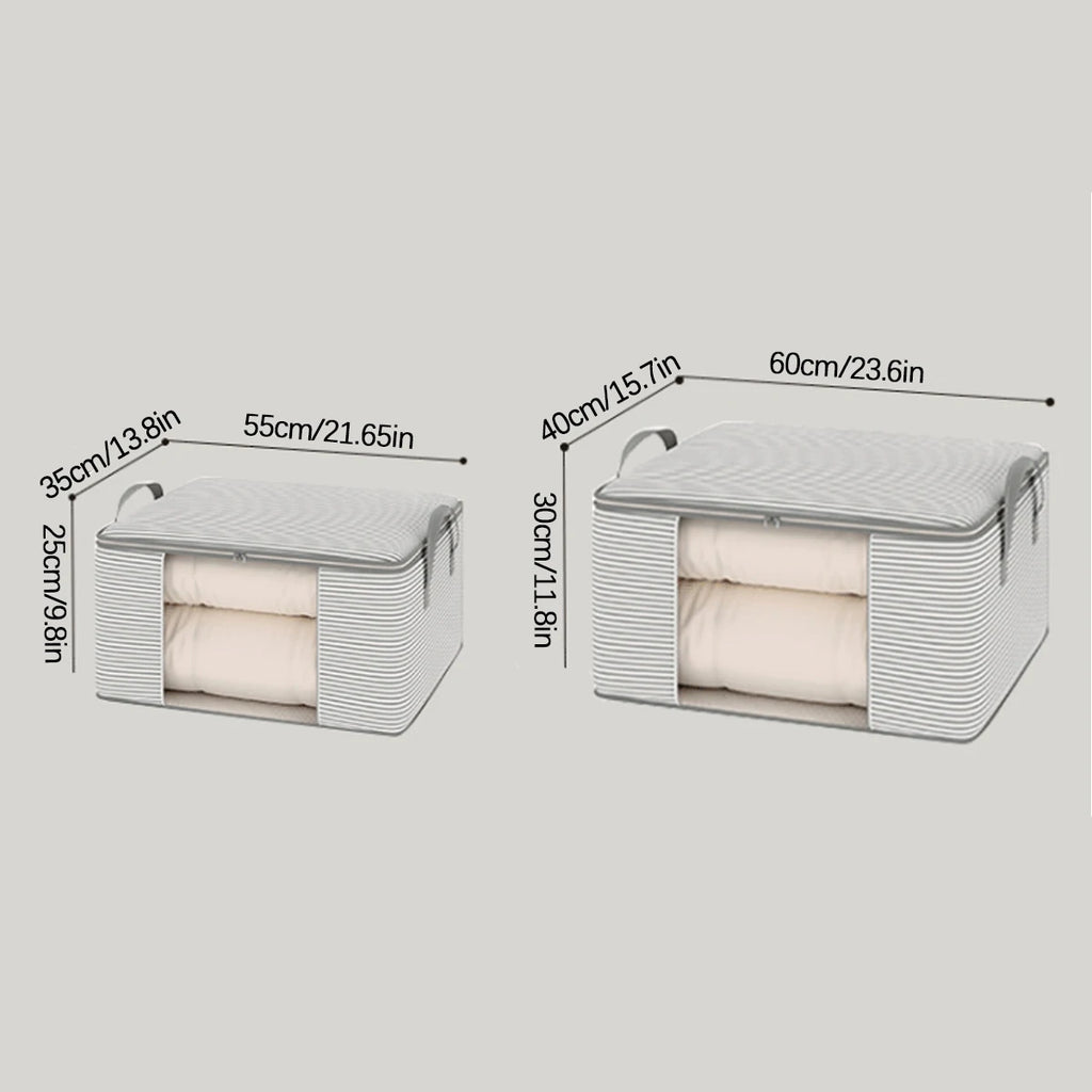 Visible Large Capacity Storage Box Portable Household Clothes Organizer With Handles Foldable Dustproof Quilt Zipper Container