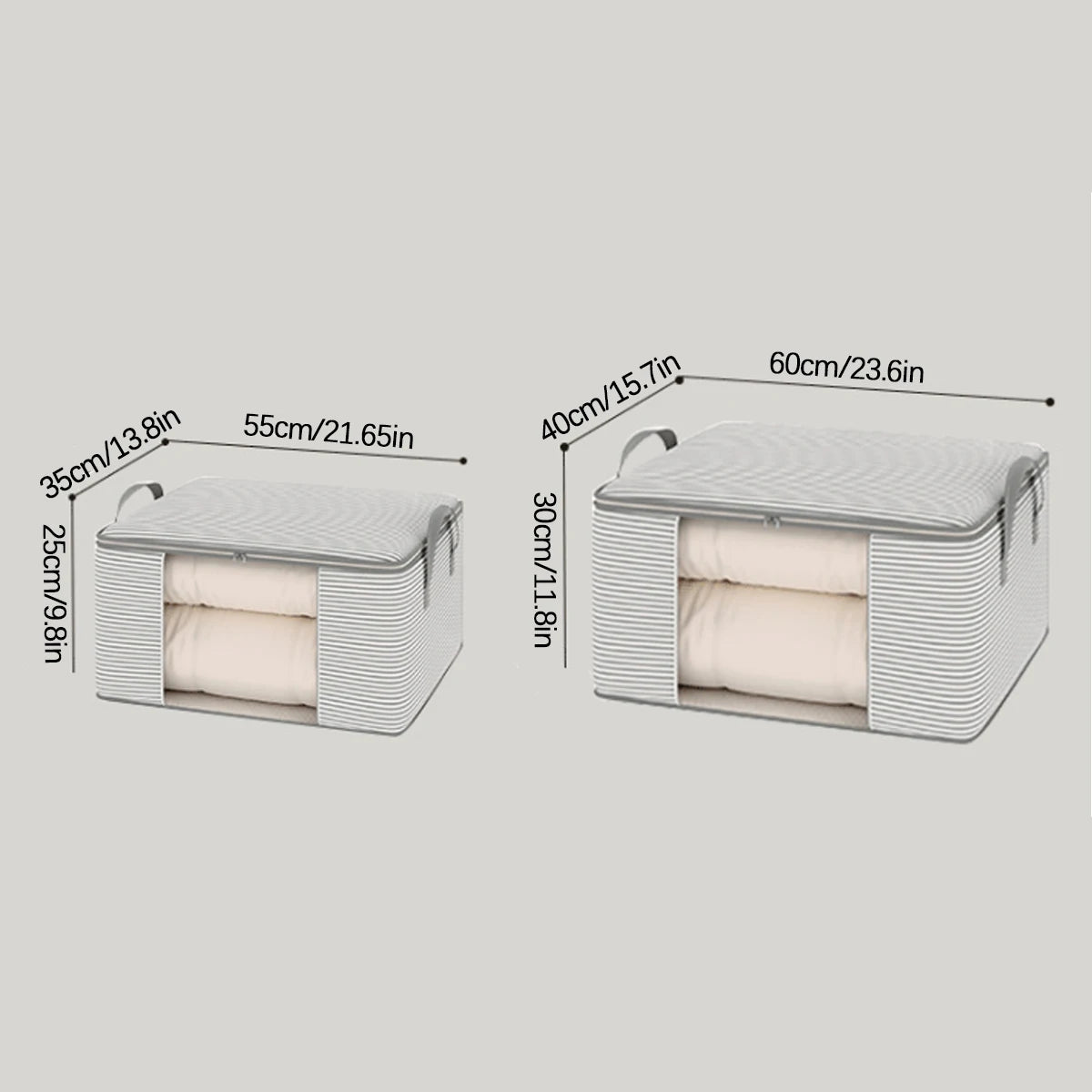 Visible Large Capacity Storage Box Portable Household Clothes Organizer With Handles Foldable Dustproof Quilt Zipper Container