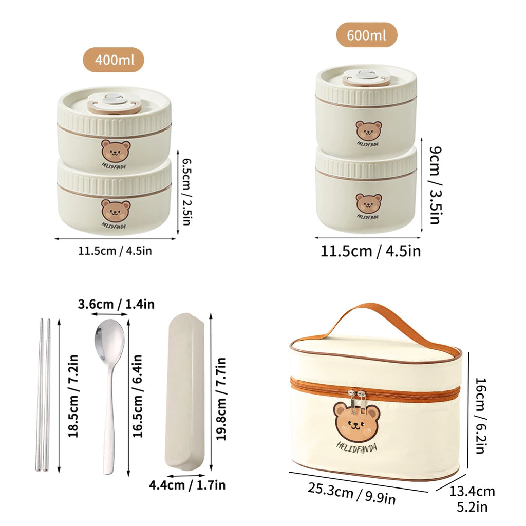 WORTHBUY Portable Insulated Lunch Box 304 Stainless Steel Fruit Salad Food Container Leak-proof Bento Box Microwave Heatable