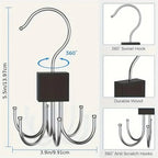 1/5pcs 360° Rotating Storage Hanger Hook Multi-Claw Bag Metal Belts Rack Wooden Organizer For Bras Ties Household Closet Acces