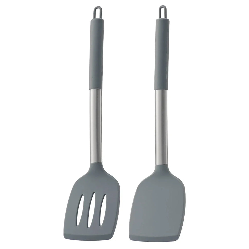 2pcs Stir Fry Spatula Steak Spatula Cooking Utensils Stainless Steel Handle Silicone Kitchenware Set Kitchen Cooking Tool Set