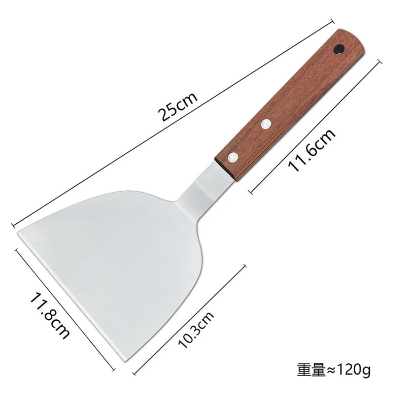 Stainless Steel Spatula and Grill Scraper Non Stick Durable Barbecue Cooking Tools Pizza Shovel Pancake Beef BBQ Utensils