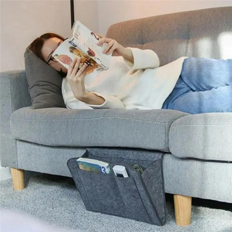 Felt Bedside Hanging Storage Bag Mobile Phone Remote Control Tissue Storage Bag Bedside Book Storage Hanging Bag Household Items