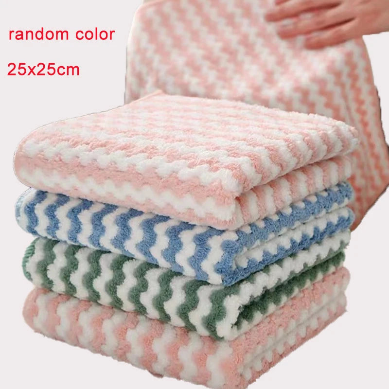5/10pcs Microfiber Kitchen Dish Cloth Super Absorbent Cleaning Cloth Non-Stick Oil Wipe Rags Household Cleaning Towels Tools