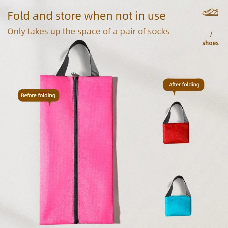 3PCS Travel Shoe Storage Pouch Waterproof Fabric Zipper Handbag Portable Dust‑proof Shoes Organizer Bag For Home Business Trip