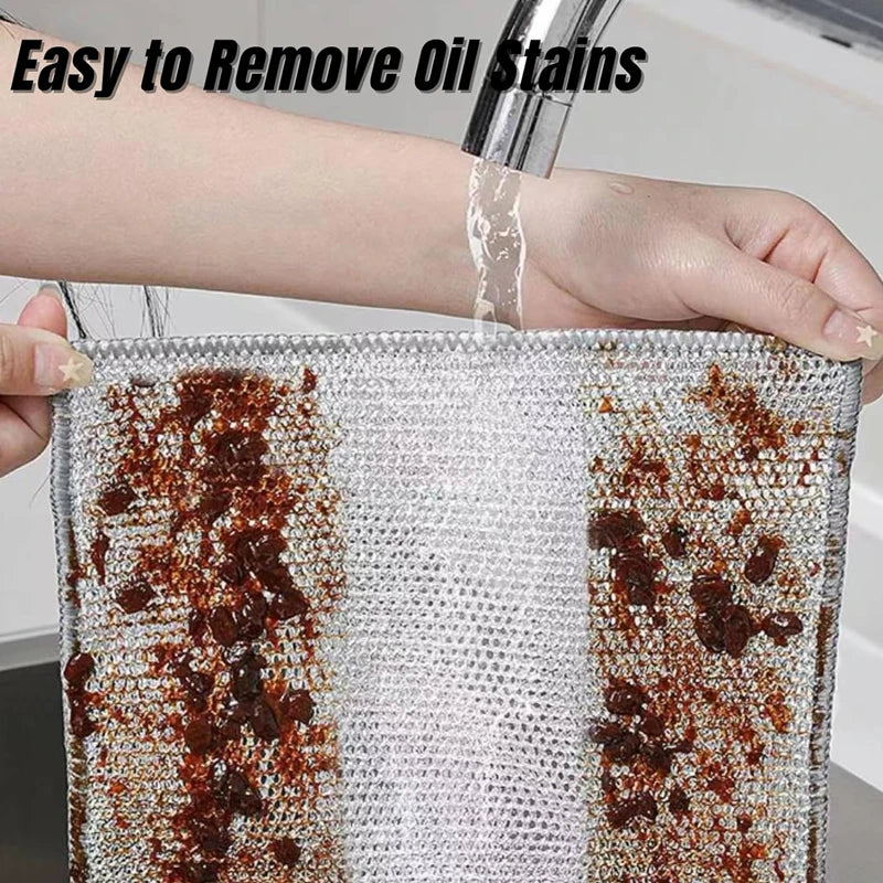 30-1pc Magic Cleaning Cloth Thickened Double-sided Metal Steel Wire Rags Kitchen Dish Pot Washdishing Cloths Towel Clean Tools