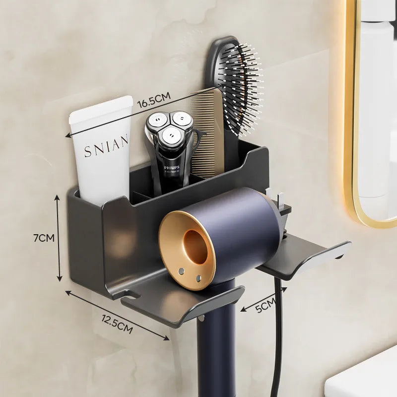Wall Mounted Hair Dryer Holder For Dyson Bathroom Shelf Without Drilling Plastic Hair Dryer Stand Bathroom Organizer