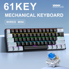 APAYADO K61 Wired Mechanical Keyboard, 61 Keys, USB-C Connection, Blue or Red Switch Options, RGB Lighting for Desktop PCs