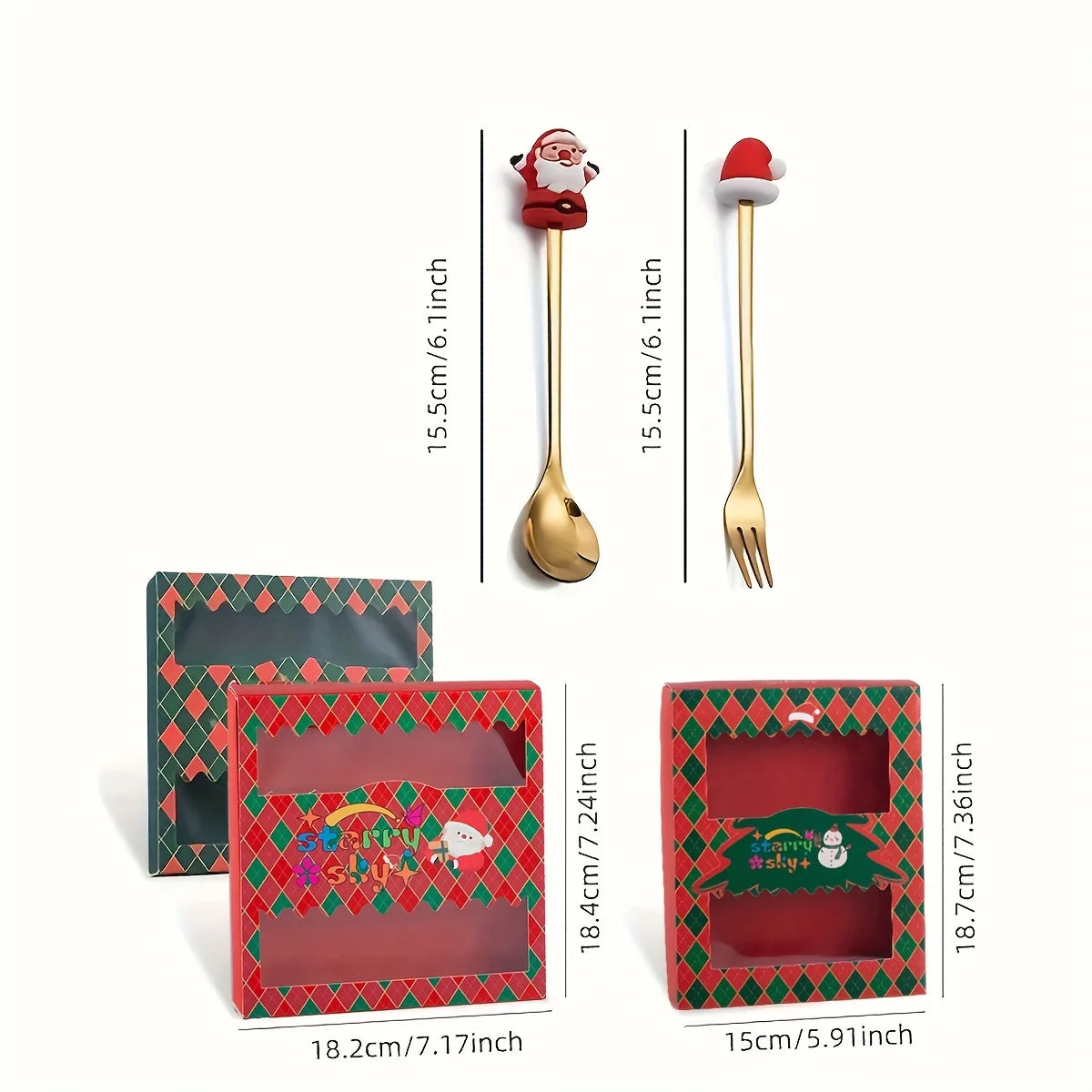2/4/6Pcs Christmas Fork And Spoon Set,Stainless Steel Creative Tableware,Coffee Tea Dessert Forks And Spoons Gift Set