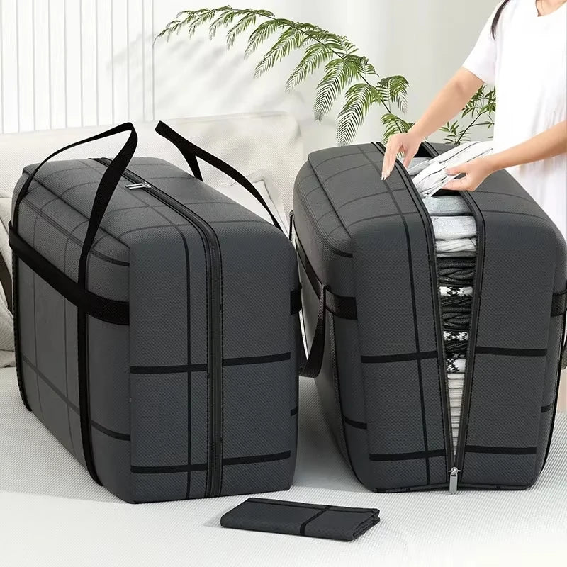 1pc Large-capacity Hand-held Clothes Storage Bag Foldable Dust-proof Non-woven Fabric Packing Bags Bedroom Wardrobe Organizer