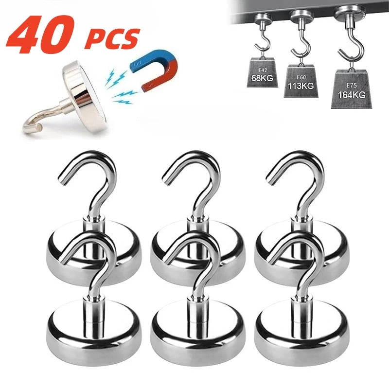 1-40PCS Strong Magnetic Hooks Multi-Purpose Storage Hooks Home Kitchen Bar Storage Hooks Key Storage Hooks Bathroom Hangers
