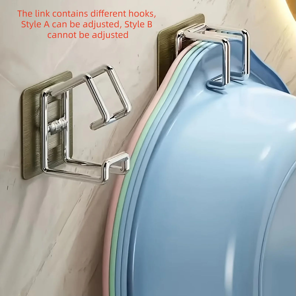 1/2/4/6Pcs Stainless Steel Washbasin Hook Multifunction Punch-free Kitchen Bathroom Rack Basin Storage Rack Towel Hanging Holder