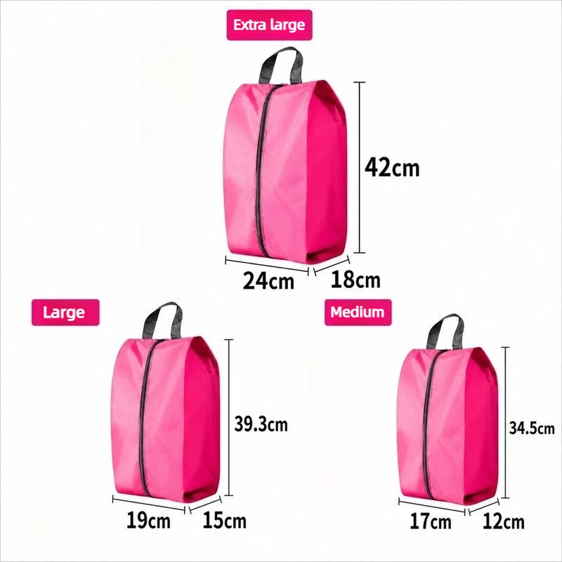 3PCS Travel Shoe Storage Pouch Waterproof Fabric Zipper Handbag Portable Dust‑proof Shoes Organizer Bag For Home Business Trip