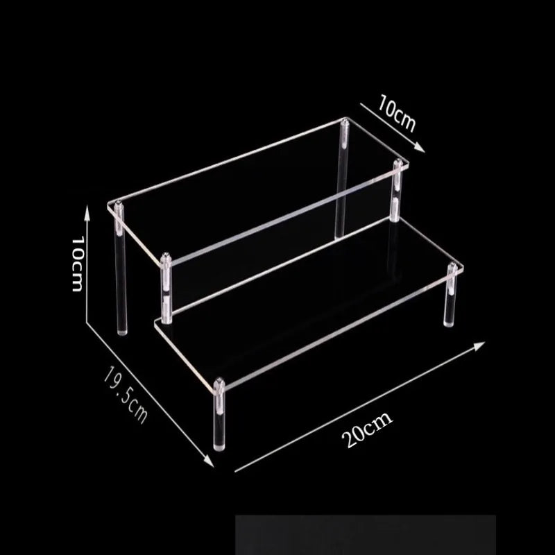Acrylic Riser Display Shelf,3 Tier Display Stand for Amiibo Funko POP Figures,Cupcake Perfume Organizer Makeup Collection Doll
