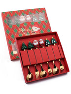 2/4/6Pcs Christmas Fork And Spoon Set,Stainless Steel Creative Tableware,Coffee Tea Dessert Forks And Spoons Gift Set