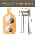 Stainless Steel Garlic Press Set - Manual Ginger Garlic Mincer Crusher Chopper  Heavy Duty Easy Squeeze, Rust Proof Easy Clean
