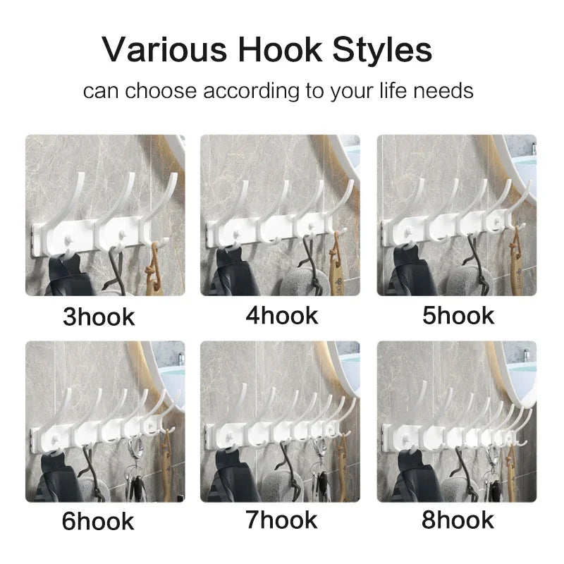 Black White Folding Robe Hooks Towel Hanger Nail Wall Rack Hooks Coat Clothes Holder for Bathroom Kitchen Accessories