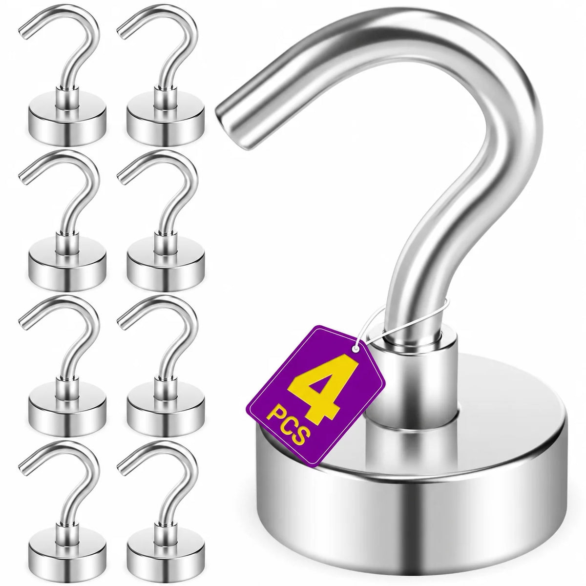 4/6/8 Pcs 30lb 0.47 inch Heavy Duty Strong Magnet Hooks for Refrigerator, Cruise Cabin, Grill, Kitchen, Garage, Office, Ceiling