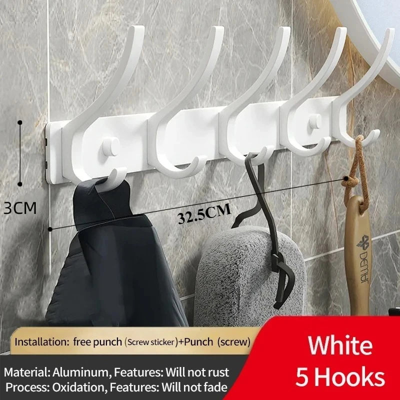 Black White Folding Robe Hooks Towel Hanger Nail Wall Rack Hooks Coat Clothes Holder for Bathroom Kitchen Accessories
