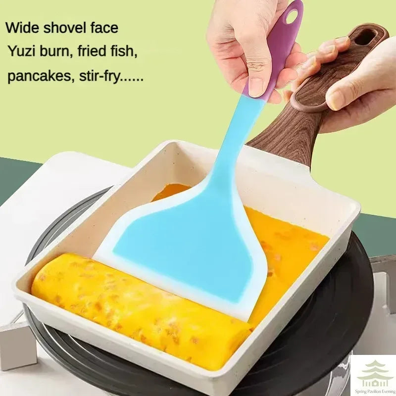 Random Color Pancake Spatula Silicone High Temperature Resistant Beef Meat Egg Kitchen Scraper Wide Pizza Cooking Tools Shovel