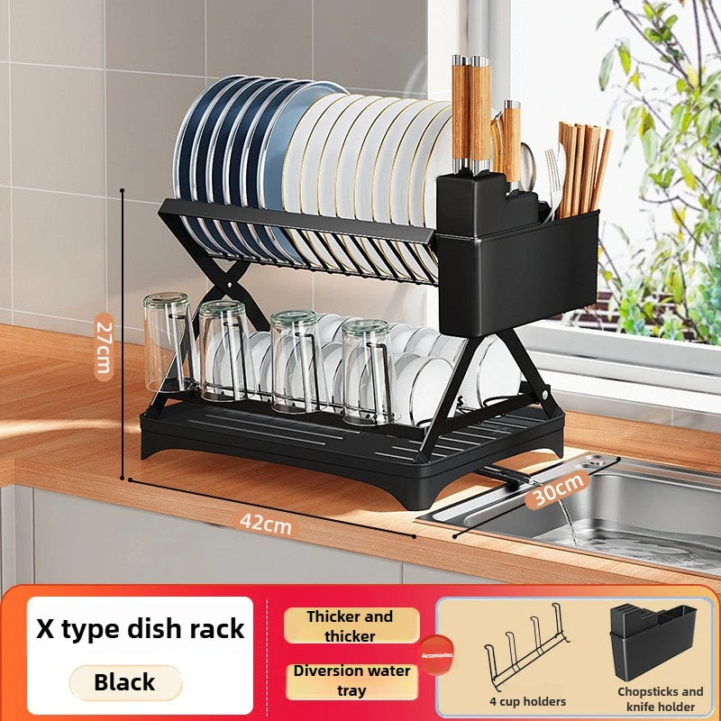 Non Perforated Folding Cabinet with Pull-out Basket Multifunctional Snack Storage Rack Household Kitchen Sink Storage Rack
