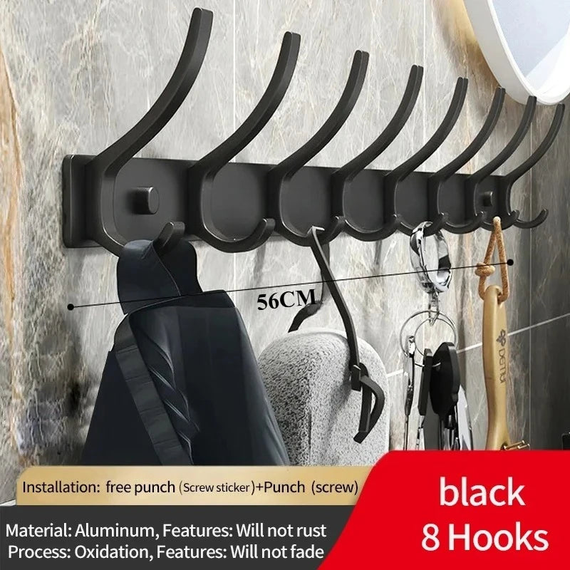 Black White Folding Robe Hooks Towel Hanger Nail Wall Rack Hooks Coat Clothes Holder for Bathroom Kitchen Accessories