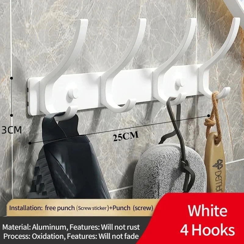Black White Folding Robe Hooks Towel Hanger Nail Wall Rack Hooks Coat Clothes Holder for Bathroom Kitchen Accessories