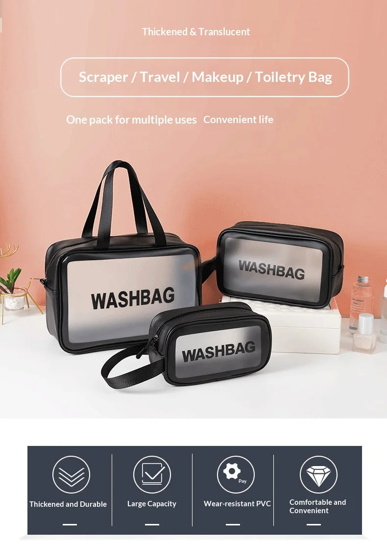 Homefish Transparent PVC Cosmetic Bag Large Capacity Dust-proof Portable Makeup Storage Bag Travel Wash Organizer