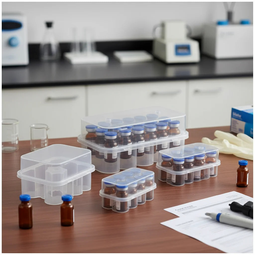 1 Pcs 3ML/10mL 10-Slot Vial Storage Case Stackable Plastic Microtube Storage Box Clear Freezer Tube Box Refrigerator Organizer