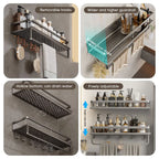 Aluminum Shower Organiser Bathroom Shelf Without Drilling Gray Wall Toilet Storage Shelf Shampoo Holder Bathroom Accessories