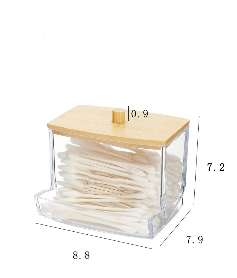 Desktop Square Cotton Swab Dental Floss Portable Plastic Storage Box Transparent Household Dustproof And Waterproof Storag