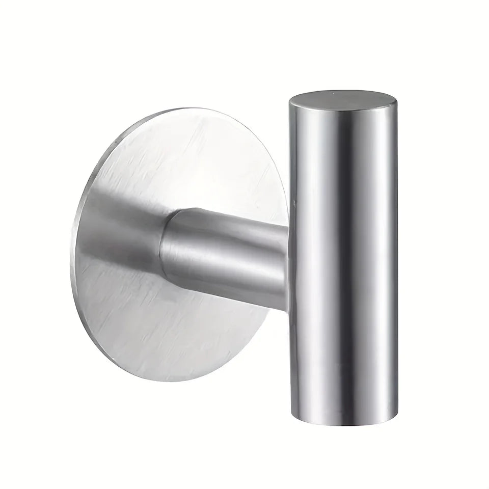 1pc, No Punching Self-Adhesive Hook, Stainless Steel Bathroom Hook, Bathroom Accessories Kitchen Organizer