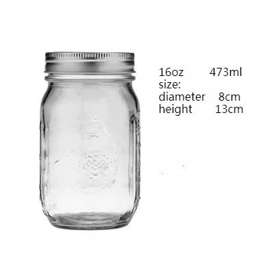 1PC Mason Jars with Lids, Wide Mouth Glass Jars for Canning, Centerpieces, Pickling, Storage, Food Meal Prep, Salad, Jam