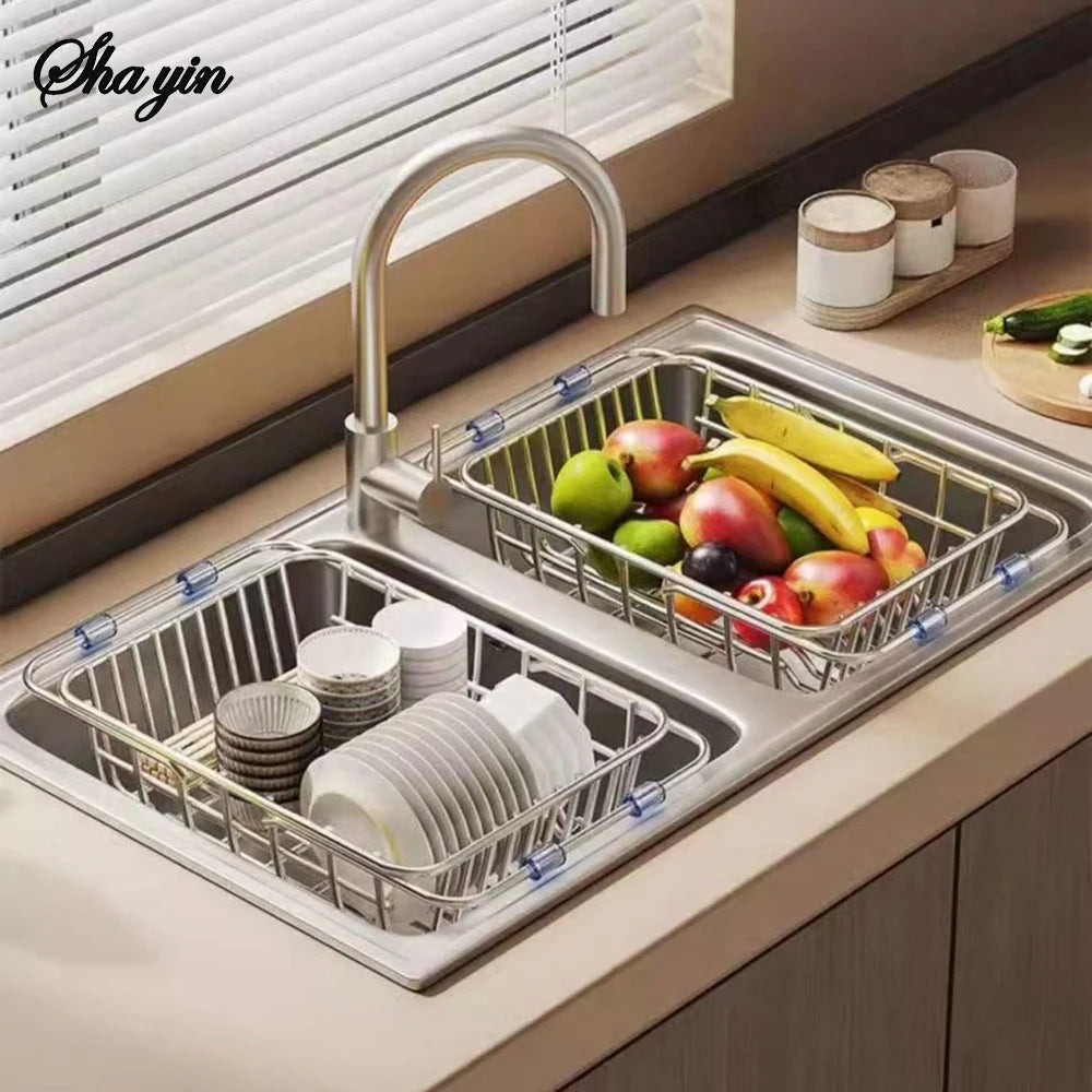 Telescopic Sink Drain Rack – Adjustable Kitchen Organizer