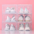 6pcs Transparent Shoe Boxes Stackable Shoe Cases Storage Plastic Shoes Box Dustproof Sneaker Boxes Shoes Furniture Organizers