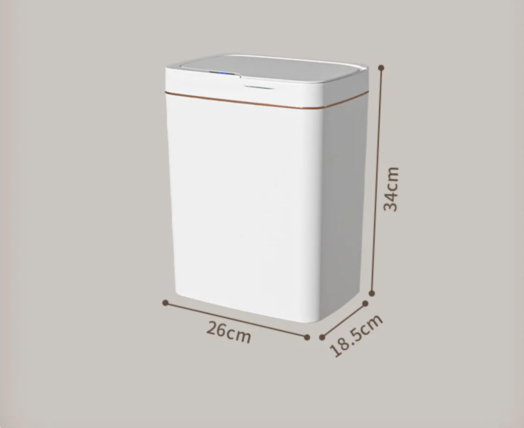 HTMCK White Touchless 15L Smart Sensor Trash Can – Electronic Bathroom Garbage Bin with Automatic Bagging, Smart Home Compatible