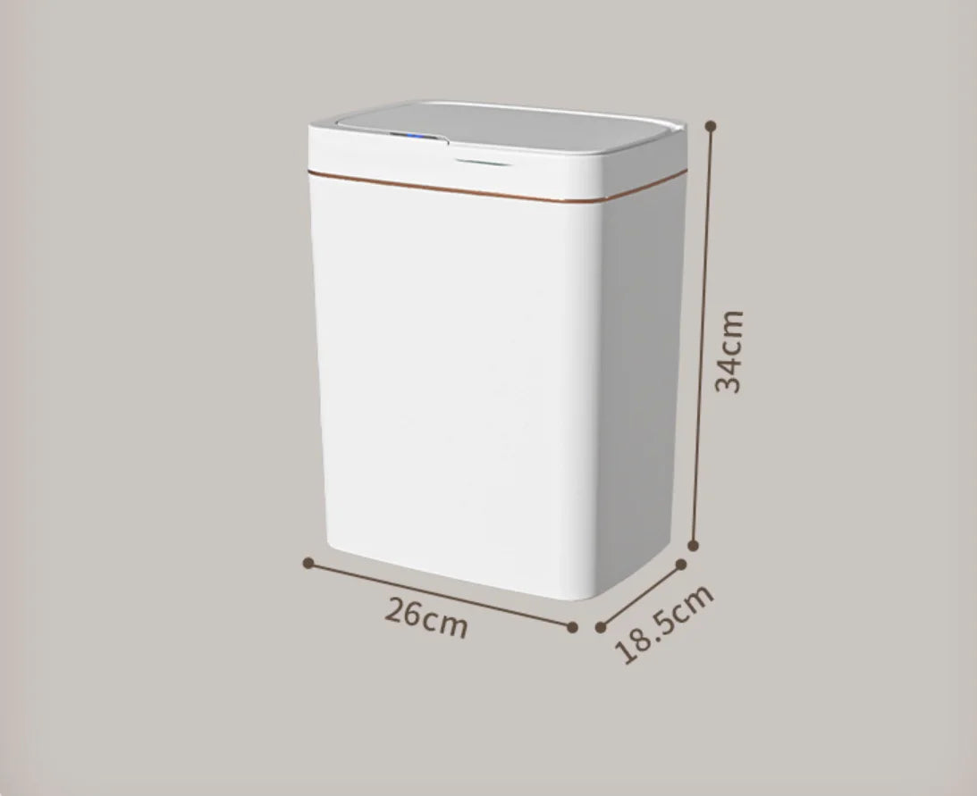 HTMCK White Touchless 15L Smart Sensor Trash Can – Electronic Bathroom Garbage Bin with Automatic Bagging, Smart Home Compatible