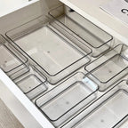 1-4PCS Desk Drawer Organizers Set Makeup Organizer Plastic Makeup Storage Clear Transparent Storage Box for Office Bathroom
