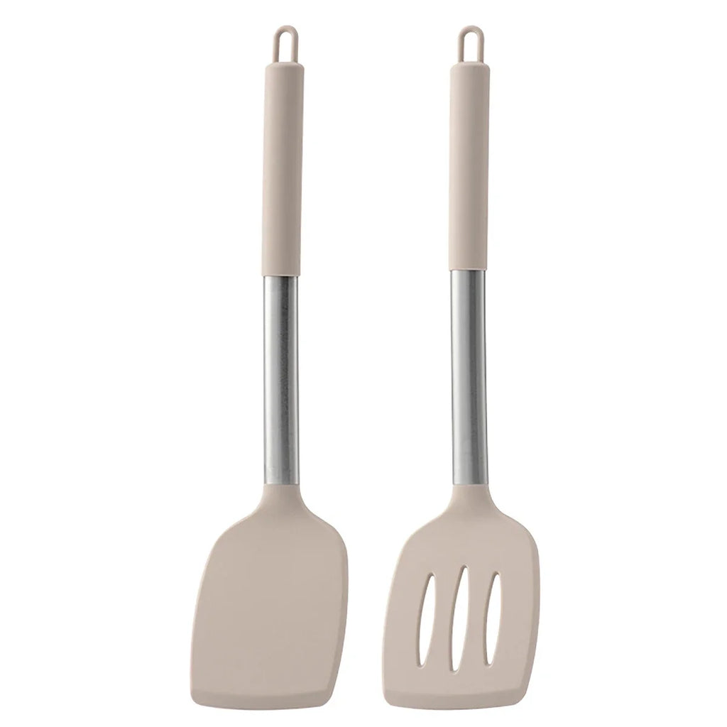 2pcs Stir Fry Spatula Steak Spatula Cooking Utensils Stainless Steel Handle Silicone Kitchenware Set Kitchen Cooking Tool Set