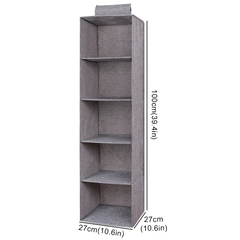 Multi-Layer Hanging Closet Organizer Hanging Bag/Shelf,Collapsible Wardrobe Sundries Organizer washable fabric