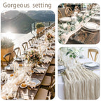 90x400CM Semi-Sheer Gauze Table Runner For Wedding Reception Sheer Bridal Shower Birthday Party Banquet Xmas Table Decoration